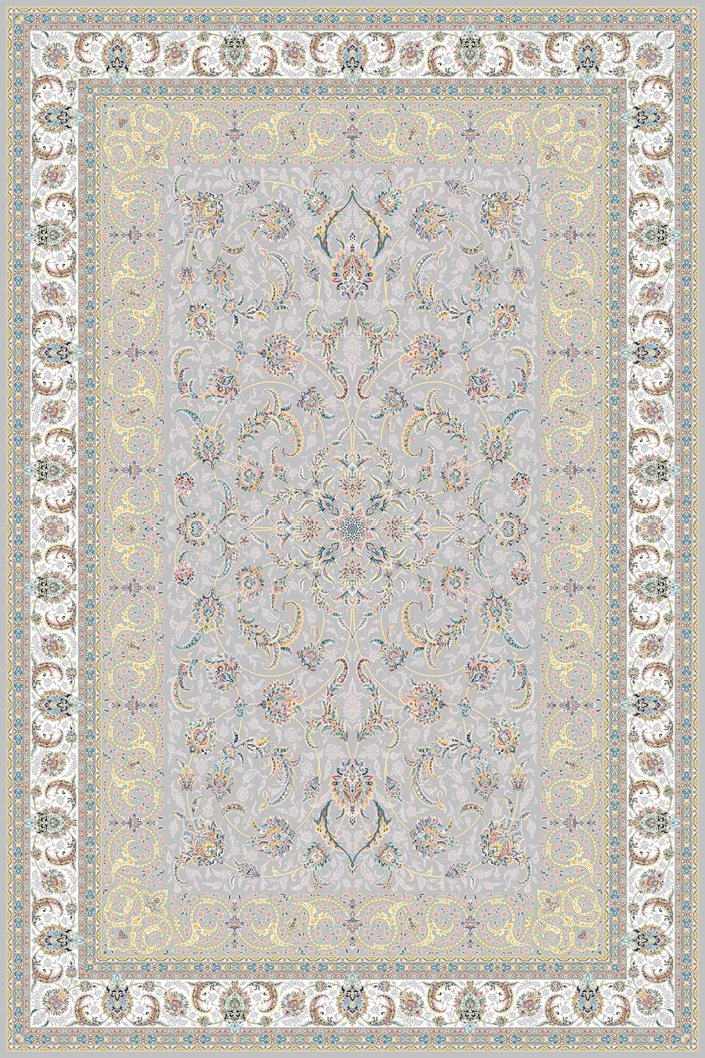 3522-نقره-ای Machine Carpet - Ashrafi Collection - 3522 - Image 1