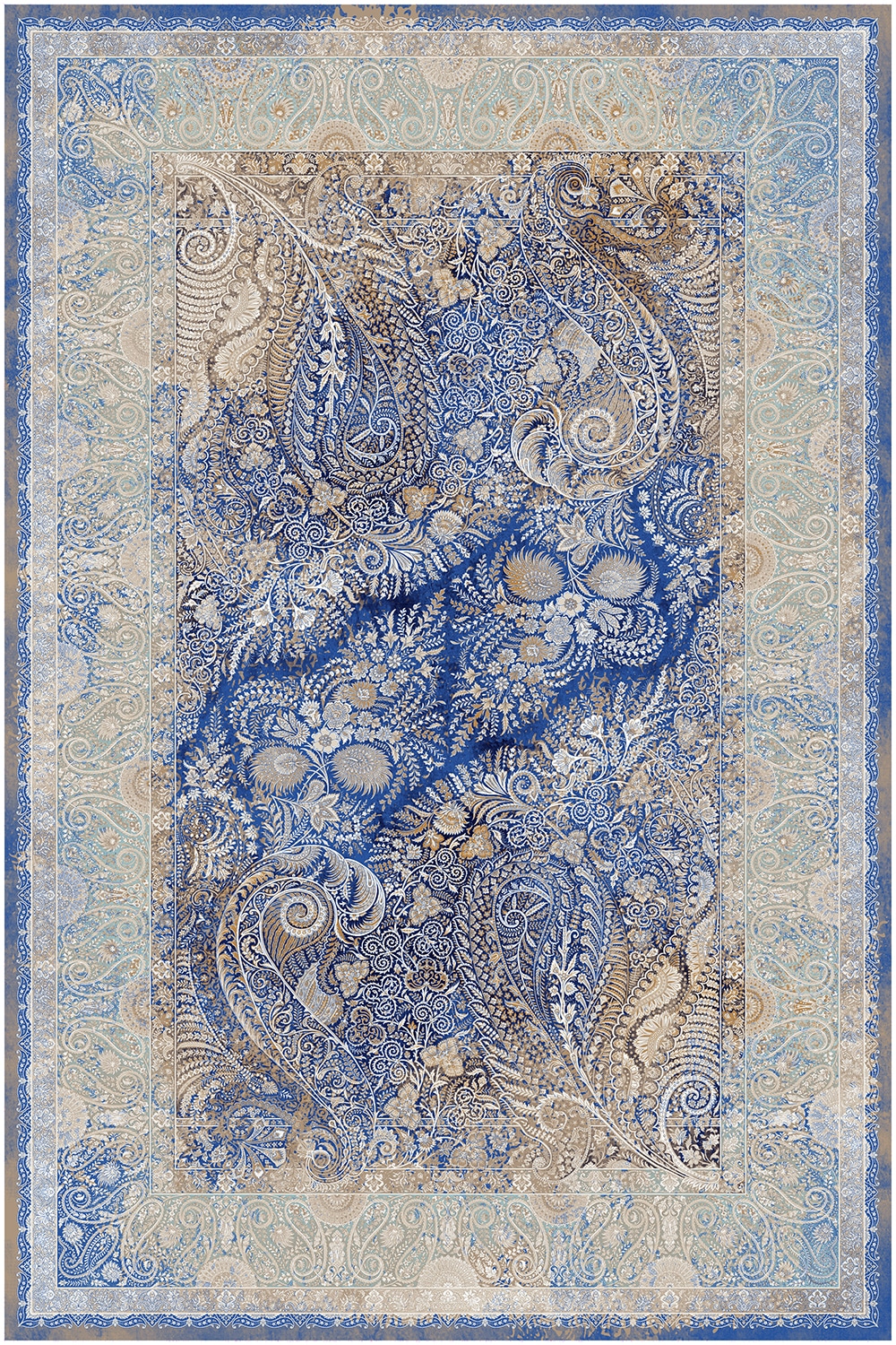 5224-آبی-کاربنی Machine Carpet - Antique collection - 5224 - Image 1